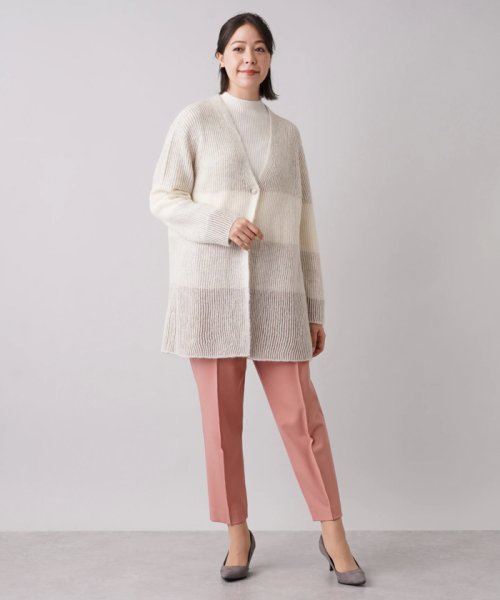 ワイドボーダーVネックカーディガン【HAND】 