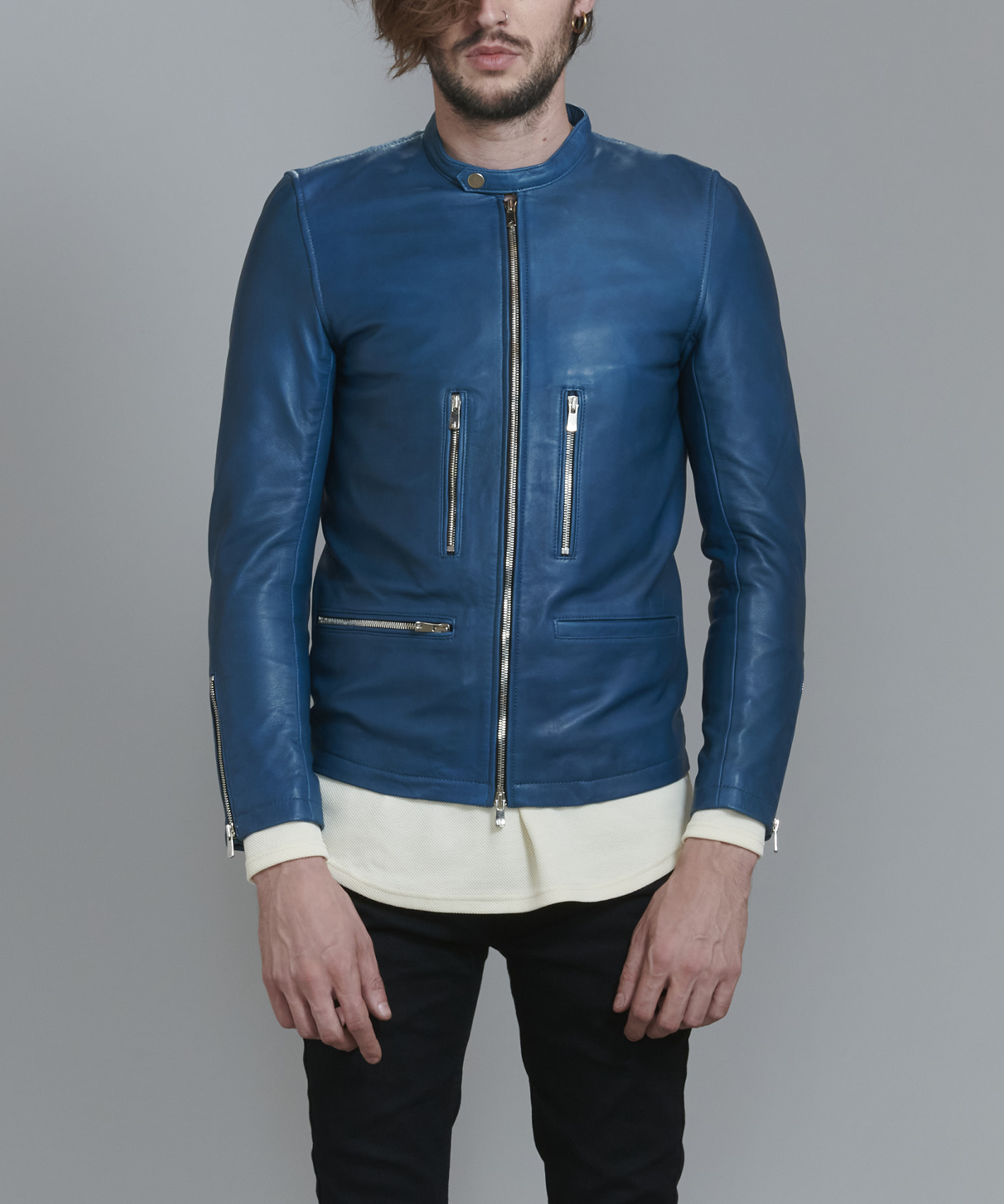 GUESS】ゲス（XS）レザー フルジップ シングル ライダース ジャケット