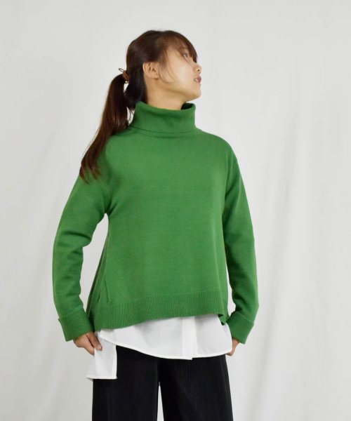 ARGO TOKYO(アルゴトウキョウ)/【2022バージョン※薄手滑らか生地】Rayon Stretch Turtle－neck Curve A Line Pullover25107 レーヨンストレッ/img16