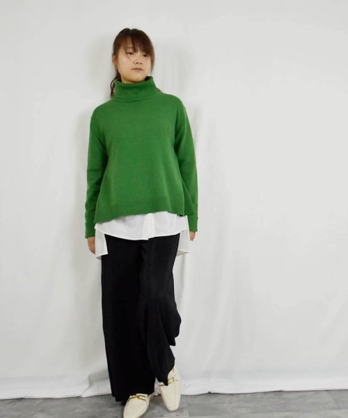 ARGO TOKYO(アルゴトウキョウ)/【2022バージョン※薄手滑らか生地】Rayon Stretch Turtle－neck Curve A Line Pullover25107 レーヨンストレッ/img19