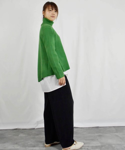 ARGO TOKYO(アルゴトウキョウ)/【2022バージョン※薄手滑らか生地】Rayon Stretch Turtle－neck Curve A Line Pullover25107 レーヨンストレッ/img21