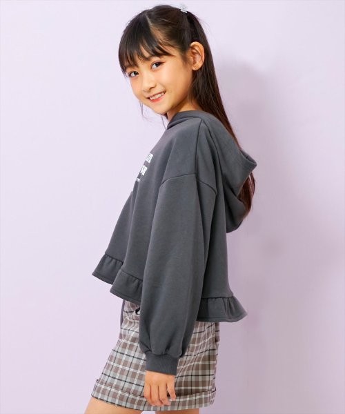 ANAP KIDS(アナップキッズ)/裏毛裾フリルフーディートップス/img02