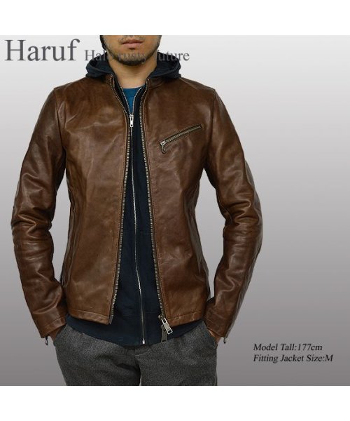 Haruf(ハルフ)/本革 レザージャケット シングルライダースジャケット 革ジャン メンズ ホースハイド 馬革 秋冬 US192H/img16