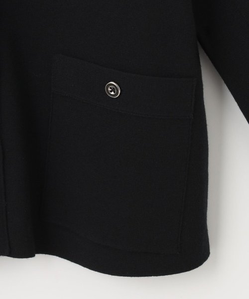 ミラノリブ ニット ノーカラージャケット ネイビーノーカラーペプラムジャケット C1933448639(14960円)