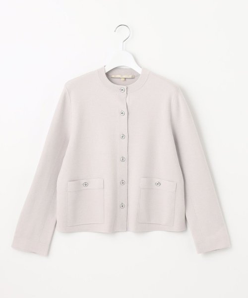 ミラノリブ ニット ノーカラージャケット ネイビーノーカラーペプラムジャケット C1933448639(14960円)