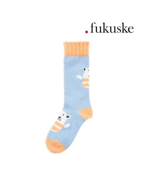 fukuske(フクスケ)/福助 公式 靴下 レディース . fukuske シロクマ モコモコ ルームソックス クルー丈 2230－600<br>23－25cmサイズ サックスブルー 婦/img01