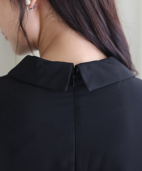 フロントタックウエストリボンブラックワンピース 