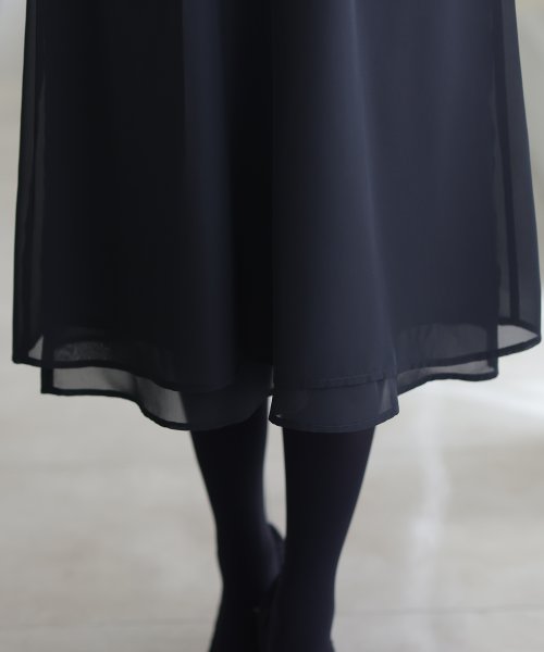 フロントタックウエストリボンブラックワンピース 