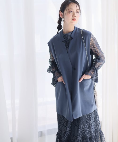 ジレ付きレースワンピース 