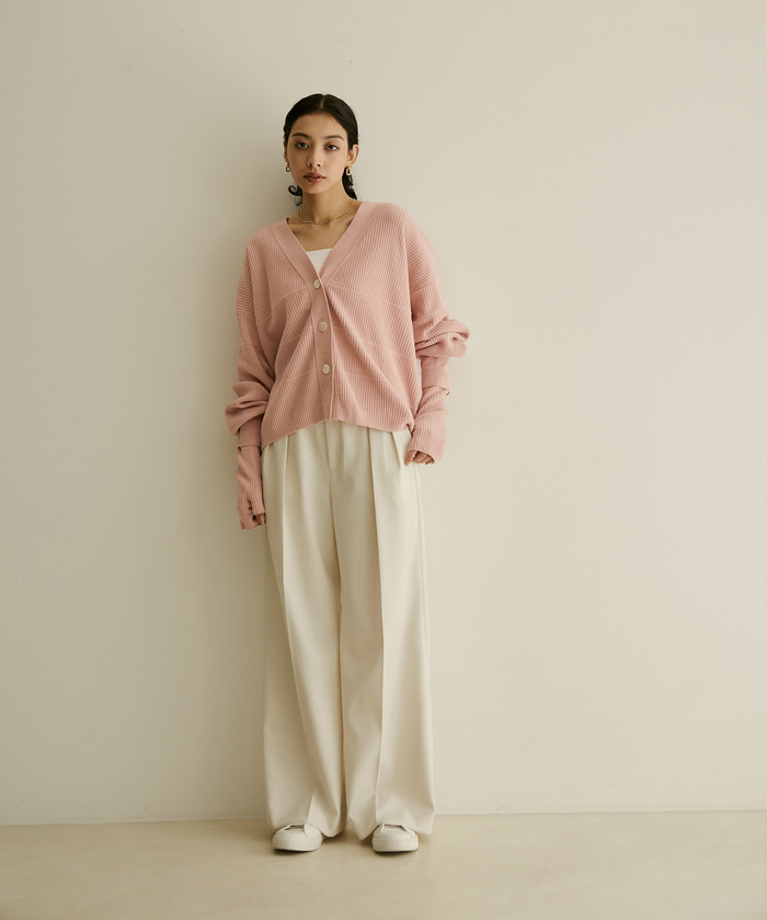 【新品】Vネックカーディガン-CreamyCotton /クリーミーコットン- SALON adam et rope'｜Vネックカーディガン-CreamyCotton /クリーミー