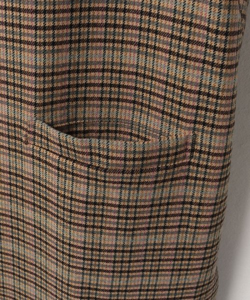 チェック柄キーネックロングベスト 