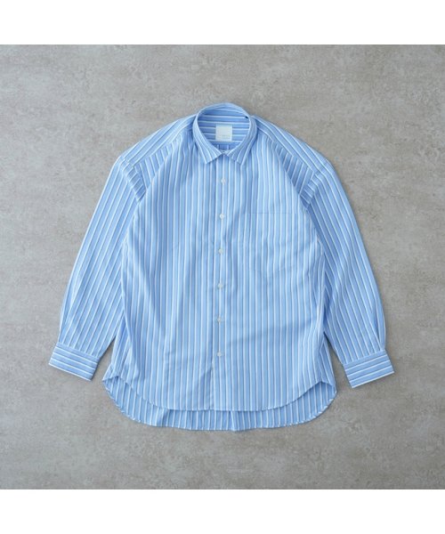 BRICK＆SONS(BRICK＆SONS)/リラックスバックプリーツシャツ<スカイブルーストライプ>/img01