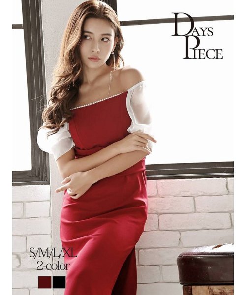 Rew-You(リューユ)/DaysPiece オフショル 袖付き スカートセットアップ パーティードレス 韓国/img01