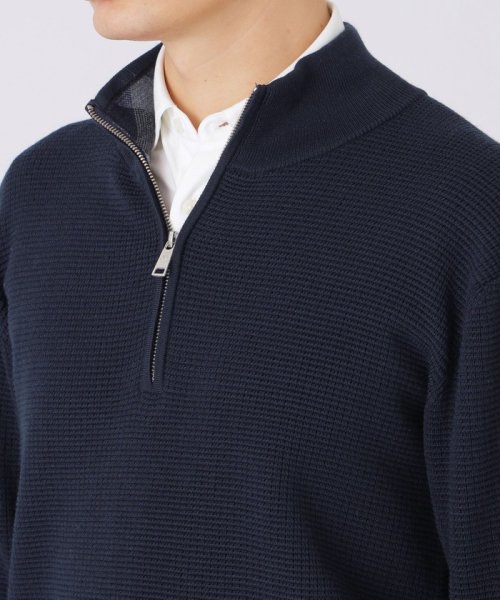 チェックコンビハーフジップニット(505021113)｜HANKYU MEN