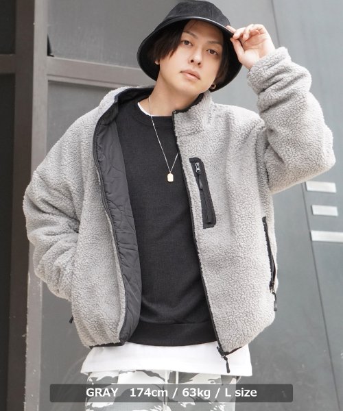 1111clothing(ワンフォークロージング)/リバーシブル ボア ジャケット メンズ ボア ブルゾン レディース オーバーサイズ ボアブルゾン シープボア ビッグシルエット ボアコート ボアジャケット アウ/img14