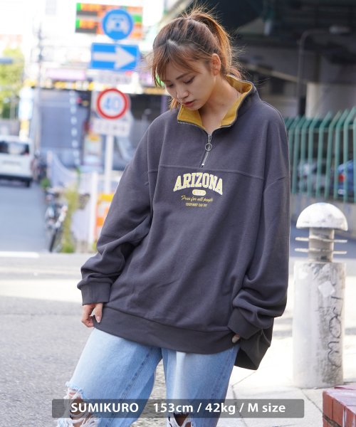 1111clothing(ワンフォークロージング)/ハーフジップ メンズ ハーフジップ トレーナー レディース オーバーサイズ トップス 長袖 ビッグシルエット ワッペン 刺繍 アップリケ ダブルフェイス ニット/img12