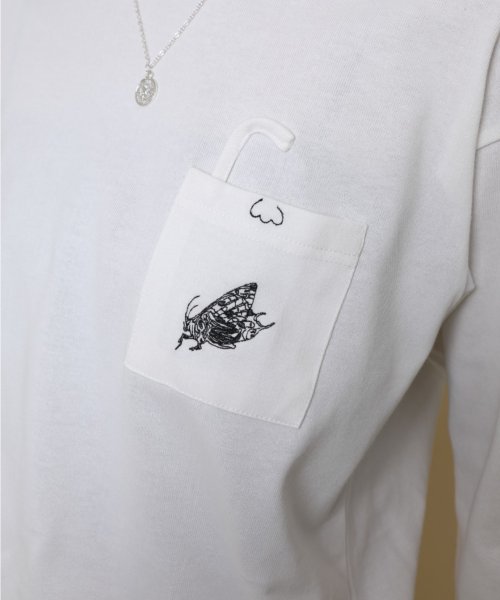 aimoha(aimoha（アイモハ）)/【genxder】ユニセックス　オリジナル蝶々刺繍ポケットロングTシャツ/img14