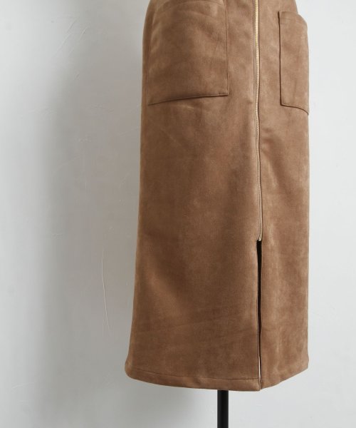 tocco closet(トッコクローゼット)/ポケット付きフロントジップスエードタイトスカート/img21