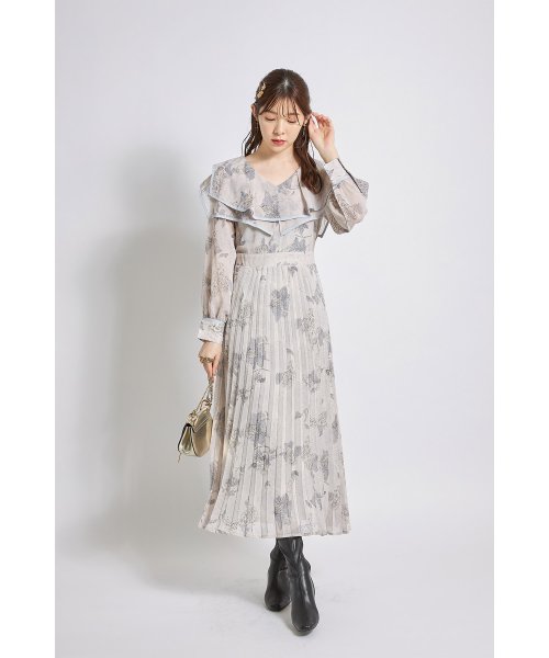 tocco closet luxe(トッコクローゼットリュクス)/ビックカラーニュアンスフラワープリントプリーツワンピース/img11