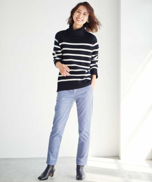 J.PRESS LADIES（LARGE SIZE）(J．プレス　レディス（大きいサイズ）)/【洗える】MERINO CASHMERE オフタートル ボーダー ニット/img03