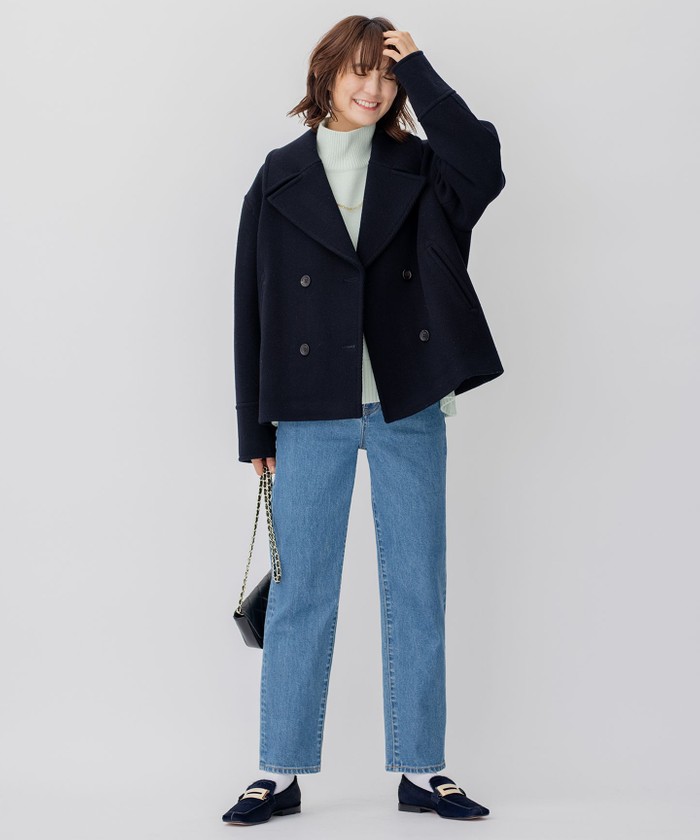 新品】23区 ヘリンボーン ダッフルコート ネイビー系 ヘリンボーン