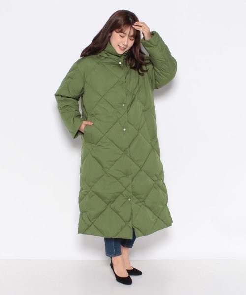 BENETTON (women)(ベネトン（レディース）)/【GREEN B】フード付きキルティングロングダウンコート/img27