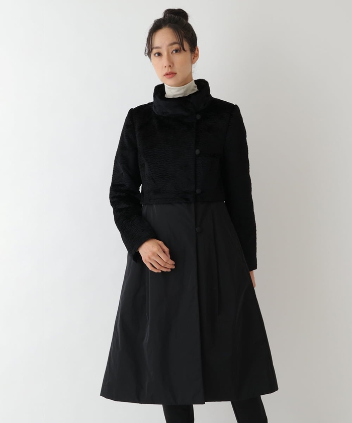 COMME des GARCONS コムコム 異素材ドッキングコート 黒-