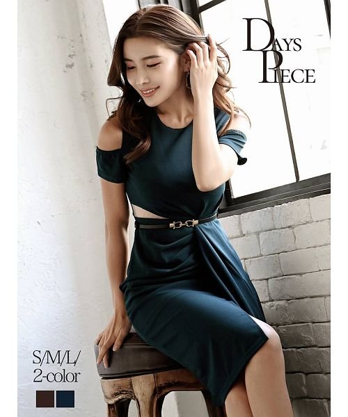 Rew-You(リューユ)/DaysPiece 韓国ドレス 膝丈 スカートセットアップ 袖付き ワンカラー/img07