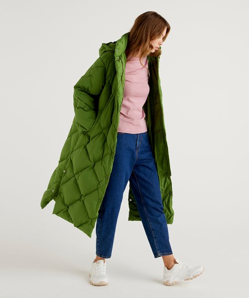 BENETTON (women)(ベネトン（レディース）)/【GREEN B】フード付きキルティングロングダウンコート/img16