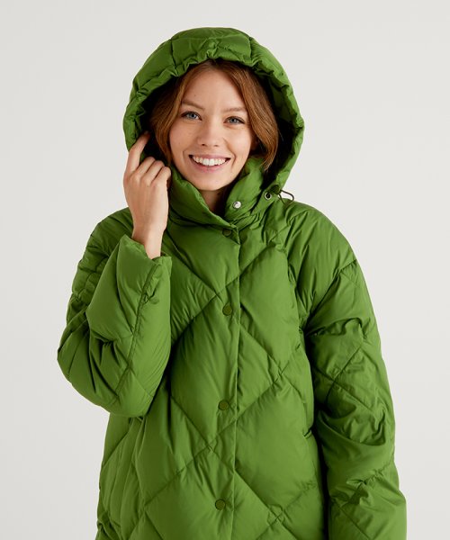 BENETTON (women)(ベネトン（レディース）)/【GREEN B】フード付きキルティングロングダウンコート/img17