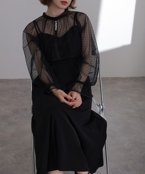 2WAYフロッキードットボレロ＆キャミワンピース 
