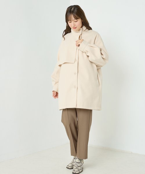 【OMNES】ライトフェイクウール Aラインミドルコート - ブルゾン期間限定入荷