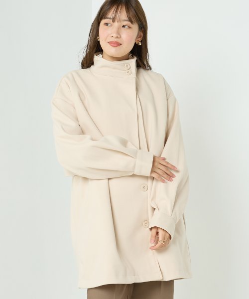 【OMNES】ライトフェイクウール Aラインミドルコート - ブルゾン期間限定入荷