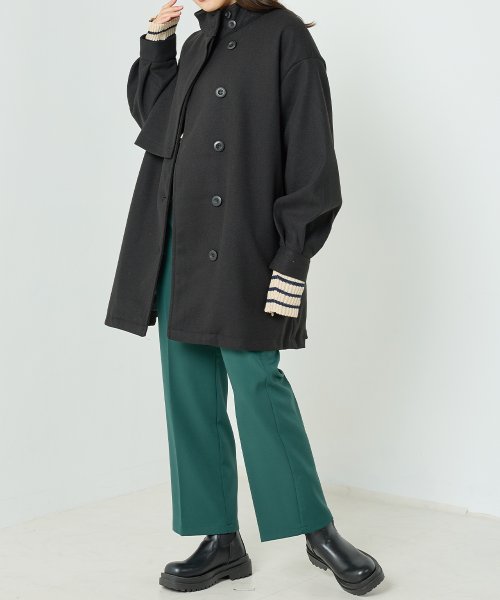【OMNES】ライトフェイクウール Aラインミドルコート - ブルゾン期間限定入荷