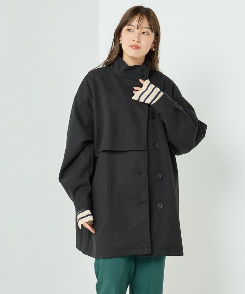 【OMNES】ライトフェイクウール Aラインミドルコート - ブルゾン期間限定入荷