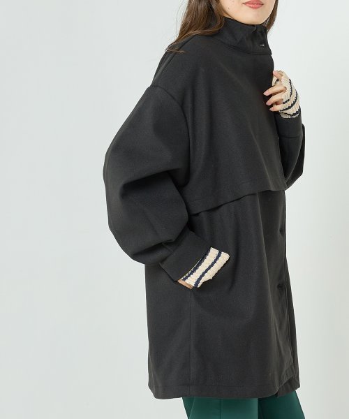 【OMNES】ライトフェイクウール Aラインミドルコート - ブルゾン期間限定入荷