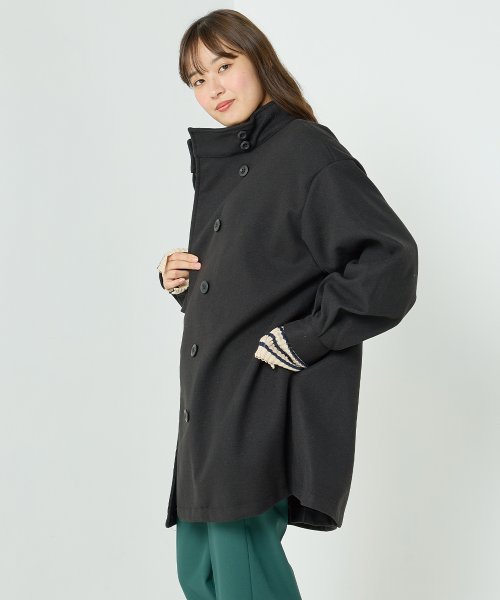 【OMNES】ライトフェイクウール Aラインミドルコート - ブルゾン期間限定入荷