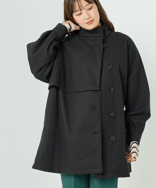 【OMNES】ライトフェイクウール Aラインミドルコート - ブルゾン期間限定入荷