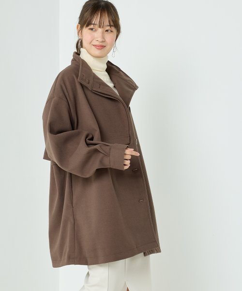 【OMNES】ライトフェイクウール Aラインミドルコート - ブルゾン期間限定入荷