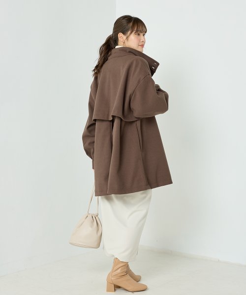 【OMNES】ライトフェイクウール Aラインミドルコート - ブルゾン期間限定入荷