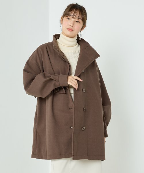 【OMNES】ライトフェイクウール Aラインミドルコート - ブルゾン期間限定入荷