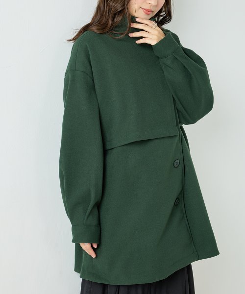 【OMNES】ライトフェイクウール Aラインミドルコート - ブルゾン期間限定入荷