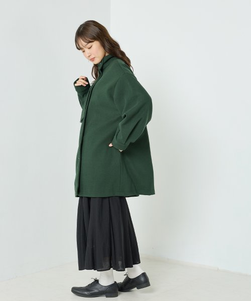 【OMNES】ライトフェイクウール Aラインミドルコート - ブルゾン期間限定入荷