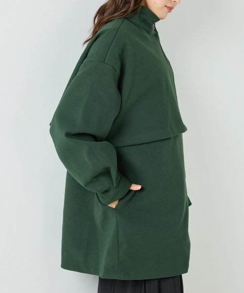 【OMNES】ライトフェイクウール Aラインミドルコート - ブルゾン期間限定入荷