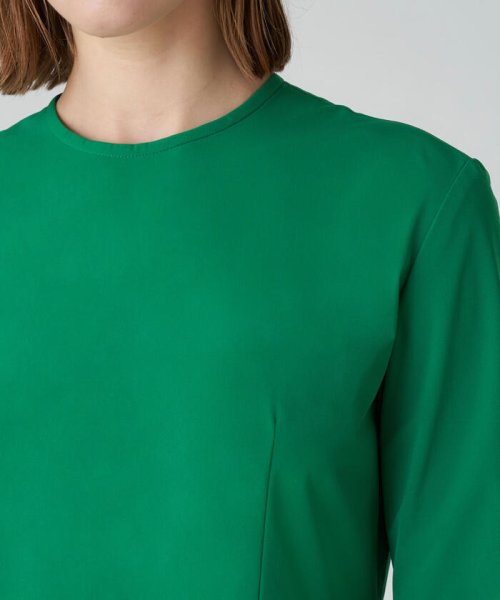 ポリエステルストレッチタフタ タックギャザーワンピース 