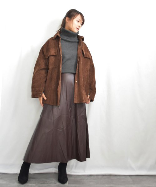 ARGO TOKYO(アルゴトウキョウ)/Fake Leather Flare A Line Skirt 222017　フェイクレザーフレアAラインスカート/img22