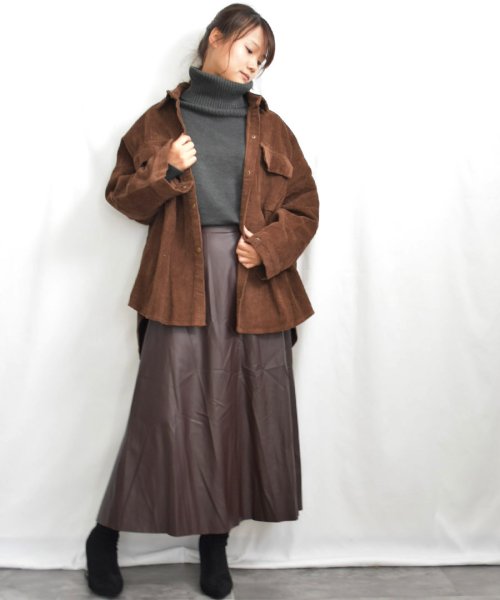 ARGO TOKYO(アルゴトウキョウ)/Fake Leather Flare A Line Skirt 222017　フェイクレザーフレアAラインスカート/img23