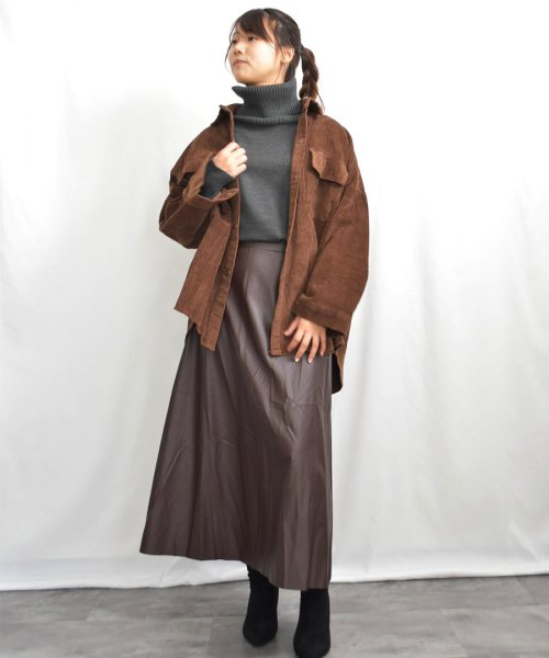ARGO TOKYO(アルゴトウキョウ)/Fake Leather Flare A Line Skirt 222017　フェイクレザーフレアAラインスカート/img25