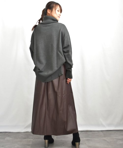ARGO TOKYO(アルゴトウキョウ)/Fake Leather Flare A Line Skirt 222017　フェイクレザーフレアAラインスカート/img42