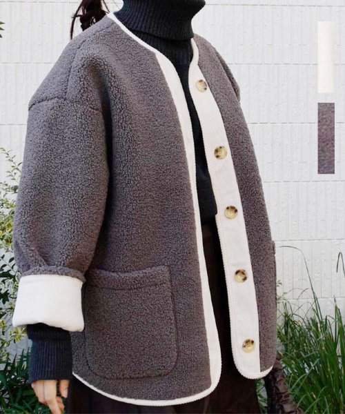 ARGO TOKYO(アルゴトウキョウ)/Corduroy Piping Boa Jacket　21061 コーデユロイパイピングボアジャケット/img01